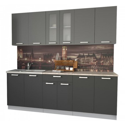 Кухонный гарнитур Мила 2,2м (Серебро/Антрацит) фабрика Интерлиния Кухонный гарнитур Мила 2,2м (Серебро/Антрацит) фабрика Интерлиния