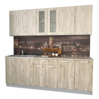 Кухонный гарнитур Мила 2,2м (Дуб белый/Дуб серый) фабрика Интерлиния Кухонный гарнитур Мила 2,2м (Дуб белый/Дуб серый) фабрика Интерлиния