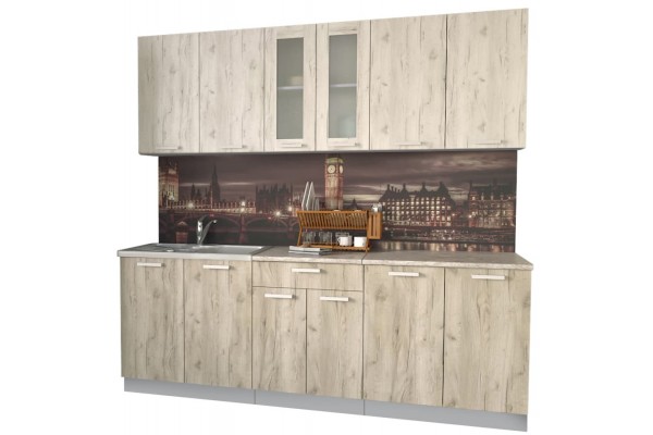 Кухонный гарнитур Мила 2,2м (Дуб белый/Дуб серый) фабрика Интерлиния