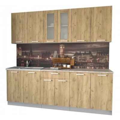 Кухонный гарнитур Мила 2,2м (Дуб золотой/Дуб золотой) фабрика Интерлиния Кухонный гарнитур Мила 2,2м (Дуб золотой/Дуб золотой) фабрика Интерлиния