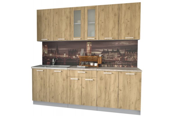 Кухонный гарнитур Мила 2,2м (Дуб золотой/Дуб золотой) фабрика Интерлиния
