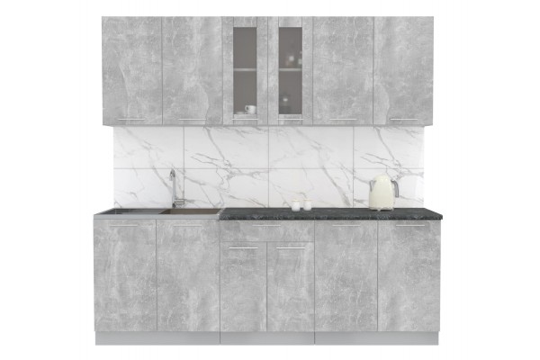 Кухонный гарнитур Мила 2,2м (Бетон/Бетон) фабрика Интерлиния