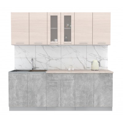 Кухонный гарнитур Мила 2,2м (Вудлайн кремовый/Бетон) фабрика Интерлиния Кухонный гарнитур Мила 2,2м (Вудлайн кремовый/Бетон) фабрика Интерлиния