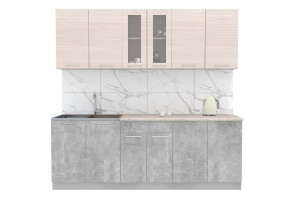 Кухонный гарнитур Мила 2,2м (Вудлайн кремовый/Бетон) фабрика Интерлиния