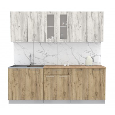 Кухонный гарнитур Мила 2,2м (Дуб белый/Дуб золотой) фабрика Интерлиния Кухонный гарнитур Мила 2,2м (Дуб белый/Дуб золотой) фабрика Интерлиния