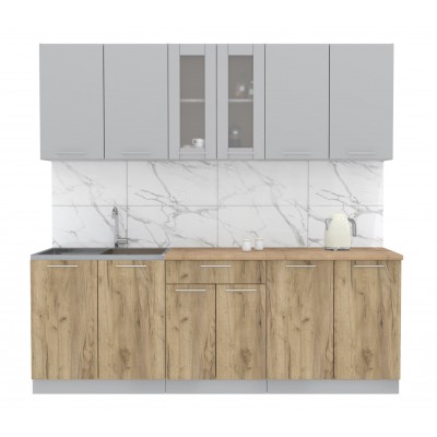 Кухонный гарнитур Мила 2,2м (Серебро/Дуб золотой) фабрика Интерлиния Кухонный гарнитур Мила 2,2м (Серебро/Дуб золотой) фабрика Интерлиния