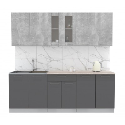 Кухонный гарнитур Мила 2,2м (Бетон/Антрацит) фабрика Интерлиния Кухонный гарнитур Мила 2,2м (Бетон/Антрацит) фабрика Интерлиния