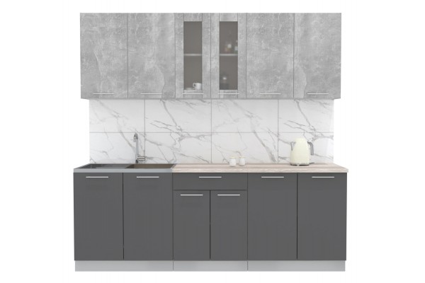 Кухонный гарнитур Мила 2,2м (Бетон/Антрацит) фабрика Интерлиния