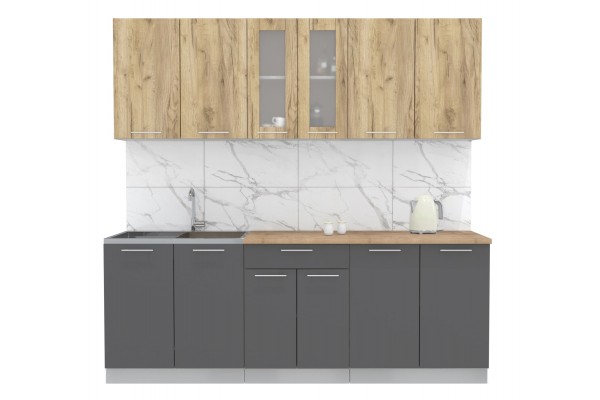 Кухонный гарнитур Мила 2,2м (Дуб золотой/Антрацит) фабрика Интерлиния