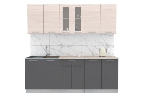 Кухонный гарнитур Мила 2,2м (Вудлайн кремовый/Антрацит) фабрика Интерлиния