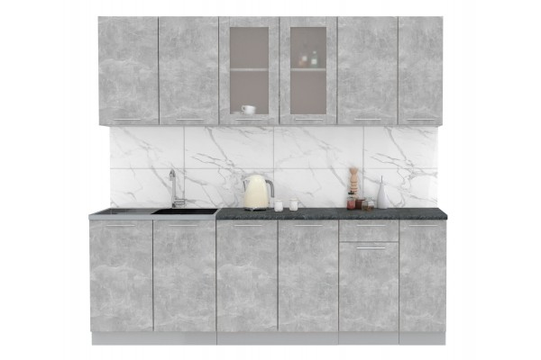 Кухонный гарнитур Мила 2,3м (Бетон/Бетон) фабрика Интерлиния