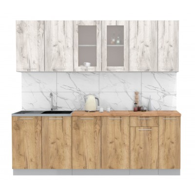 Кухонный гарнитур Мила 2,3м (Дуб белый/Дуб золотой) фабрика Интерлиния Кухонный гарнитур Мила 2,3м (Дуб белый/Дуб золотой) фабрика Интерлиния