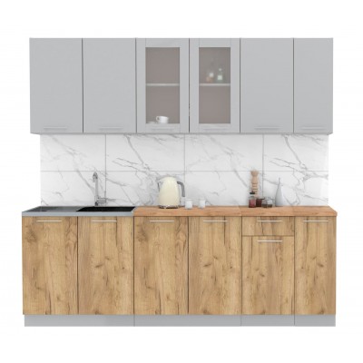 Кухонный гарнитур Мила 2,3м (Серебро/Дуб золотой) фабрика Интерлиния Кухонный гарнитур Мила 2,3м (Серебро/Дуб золотой) фабрика Интерлиния