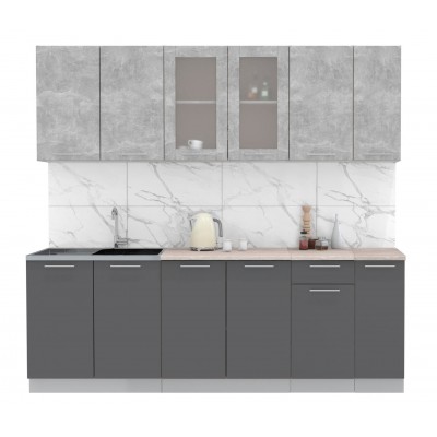 Кухонный гарнитур Мила 2,3м (Бетон/Антрацит) фабрика Интерлиния Кухонный гарнитур Мила 2,3м (Бетон/Антрацит) фабрика Интерлиния