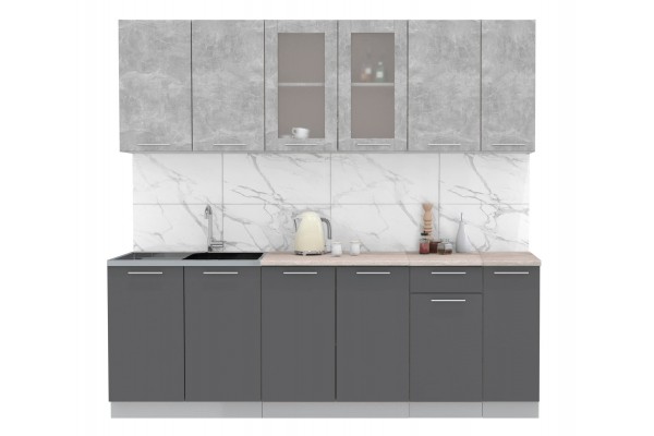 Кухонный гарнитур Мила 2,3м (Бетон/Антрацит) фабрика Интерлиния