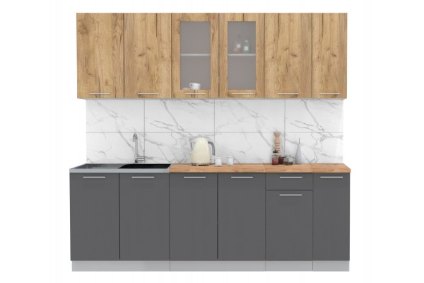 Кухонный гарнитур Мила 2,3м (Дуб золотой/Антрацит) фабрика Интерлиния