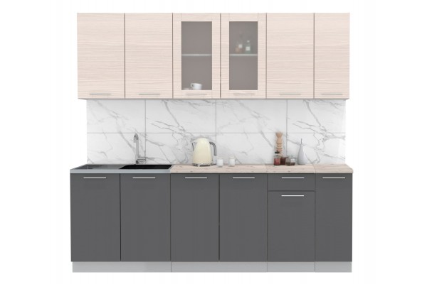 Кухонный гарнитур Мила 2,3м (Вудлайн кремовый/Антрацит) фабрика Интерлиния