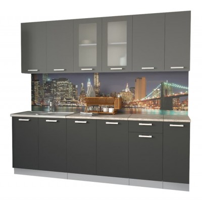 Кухонный гарнитур Мила 2,3м (Серебро/Антрацит) фабрика Интерлиния Кухонный гарнитур Мила 2,3м (Серебро/Антрацит) фабрика Интерлиния