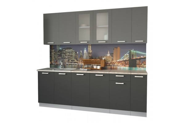 Кухонный гарнитур Мила 2,3м (Серебро/Антрацит) фабрика Интерлиния