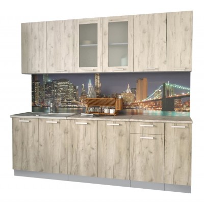 Кухонный гарнитур Мила 2,3м (Дуб белый/Дуб серый) фабрика Интерлиния Кухонный гарнитур Мила 2,3м (Дуб белый/Дуб серый) фабрика Интерлиния