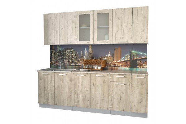 Кухонный гарнитур Мила 2,3м (Дуб белый/Дуб серый) фабрика Интерлиния