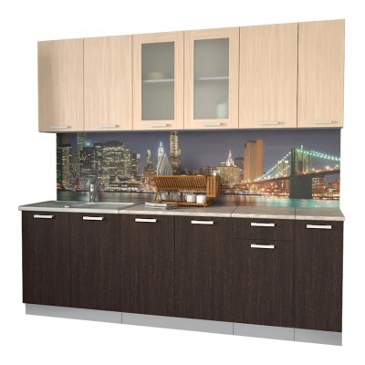 Кухонный гарнитур Мила 2,3м (Дуб молочный/Дуб венге) фабрика Интерлиния Кухонный гарнитур Мила 2,3м (Дуб молочный/Дуб венге) фабрика Интерлиния