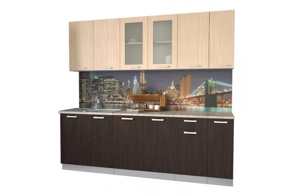 Кухонный гарнитур Мила 2,3м (Дуб молочный/Дуб венге) фабрика Интерлиния
