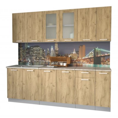 Кухонный гарнитур Мила 2,3м (Дуб золотой/Дуб золотой) фабрика Интерлиния Кухонный гарнитур Мила 2,3м (Дуб золотой/Дуб золотой) фабрика Интерлиния