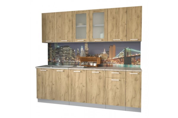 Кухонный гарнитур Мила 2,3м (Дуб золотой/Дуб золотой) фабрика Интерлиния