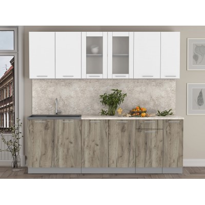 Кухонный гарнитур Мила 2,3м (Белый Платинум/Дуб серый) фабрика Интерлиния Кухонный гарнитур Мила 2,3м (Белый Платинум/Дуб серый) фабрика Интерлиния