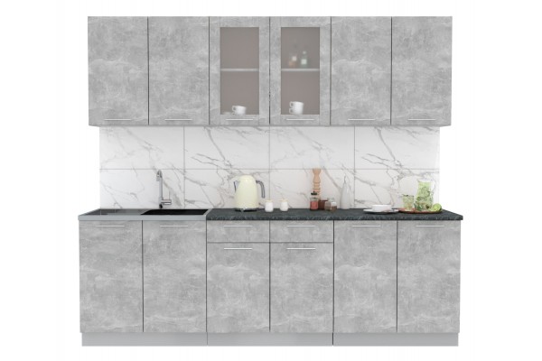 Кухонный гарнитур Мила 2,4 м (Бетон/Бетон) фабрика Интерлиния