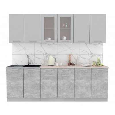 Кухонный гарнитур Мила 2,4 м (Серебро/Бетон) фабрика Интерлиния Кухонный гарнитур Мила 2,4 м (Серебро/Бетон) фабрика Интерлиния