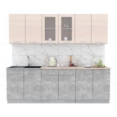 Кухонный гарнитур Мила 2,4 м (Вудлайн кремовый/Бетон) фабрика Интерлиния Кухонный гарнитур Мила 2,4 м (Вудлайн кремовый/Бетон) фабрика Интерлиния