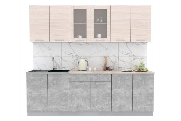Кухонный гарнитур Мила 2,4 м (Вудлайн кремовый/Бетон) фабрика Интерлиния