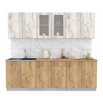 Кухонный гарнитур Мила 2,4 м (Дуб белый/Дуб золотой) фабрика Интерлиния Кухонный гарнитур Мила 2,4 м (Дуб белый/Дуб золотой) фабрика Интерлиния