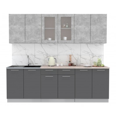 Кухонный гарнитур Мила 2,4 м (Бетон/Антрацит) фабрика Интерлиния Кухонный гарнитур Мила 2,4 м (Бетон/Антрацит) фабрика Интерлиния