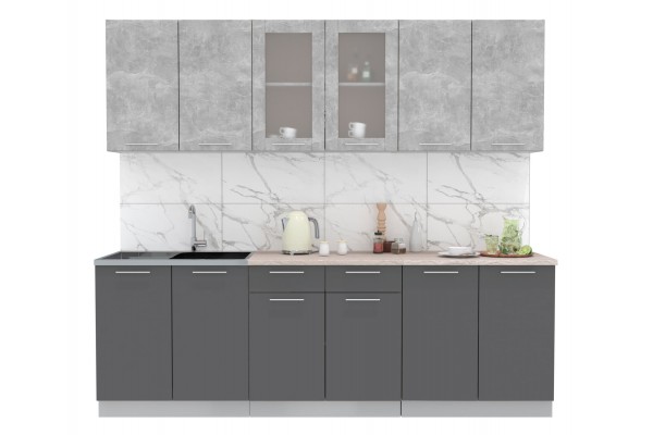 Кухонный гарнитур Мила 2,4 м (Бетон/Антрацит) фабрика Интерлиния