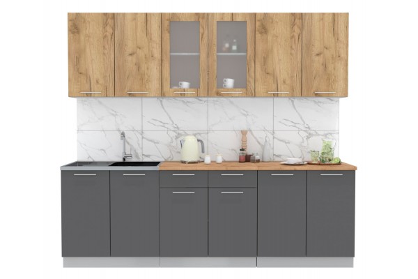 Кухонный гарнитур Мила 2,4 м (Дуб золотой/Антрацит) фабрика Интерлиния