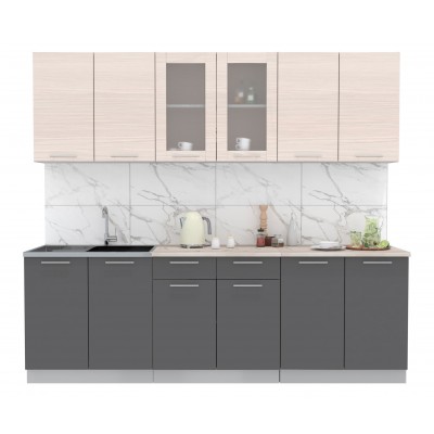 Кухонный гарнитур Мила 2,4 м (Вудлайн кремовый/Антрацит) фабрика Интерлиния Кухонный гарнитур Мила 2,4 м (Вудлайн кремовый/Антрацит) фабрика Интерлиния