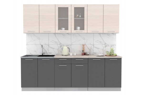 Кухонный гарнитур Мила 2,4 м (Вудлайн кремовый/Антрацит) фабрика Интерлиния