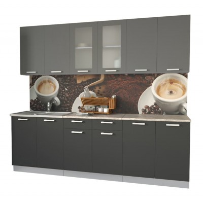 Кухонный гарнитур Мила 2,4 м (Серебро/Антрацит) фабрика Интерлиния Кухонный гарнитур Мила 2,4 м (Серебро/Антрацит) фабрика Интерлиния