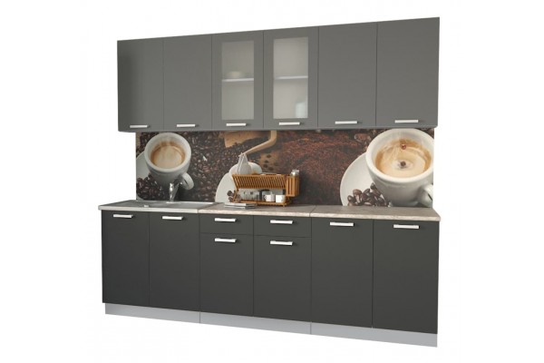 Кухонный гарнитур Мила 2,4 м (Серебро/Антрацит) фабрика Интерлиния
