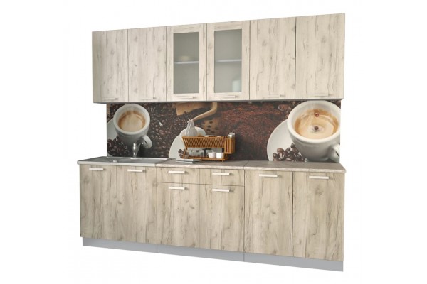 Кухонный гарнитур Мила 2,4 м (Дуб белый/Дуб серый) фабрика Интерлиния