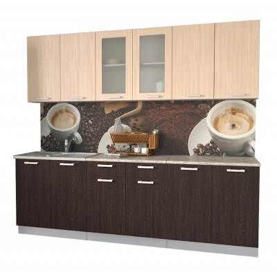 Кухонный гарнитур Мила 2,4 м (Дуб молочный/Дуб венге) фабрика Интерлиния Кухонный гарнитур Мила 2,4 м (Дуб молочный/Дуб венге) фабрика Интерлиния