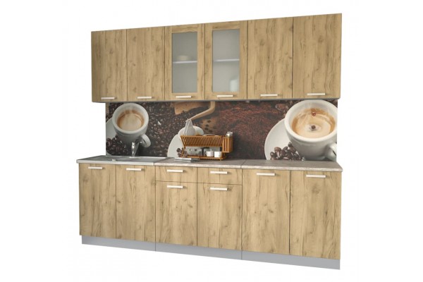 Кухонный гарнитур Мила 2,4 м (Дуб золотой/Дуб золотой) фабрика Интерлиния