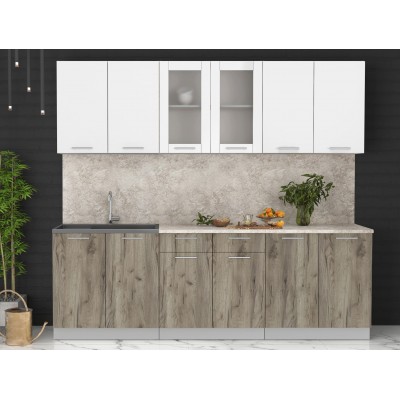 Кухонный гарнитур Мила 2,4 м (Белый Платинум/Дуб серый) фабрика Интерлиния Кухонный гарнитур Мила 2,4 м (Белый Платинум/Дуб серый) фабрика Интерлиния