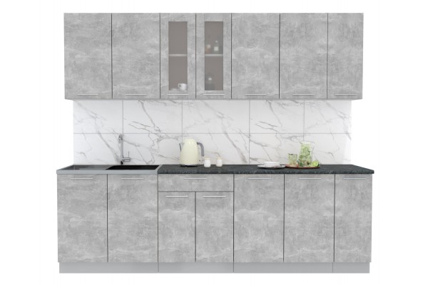 Кухонный гарнитур Мила 2,5 м (Бетон/Бетон) фабрика Интерлиния