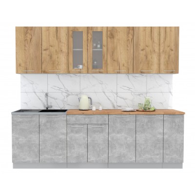 Кухонный гарнитур Мила 2,5 м (Дуб золотой/Бетон) фабрика Интерлиния Кухонный гарнитур Мила 2,5 м (Дуб золотой/Бетон) фабрика Интерлиния