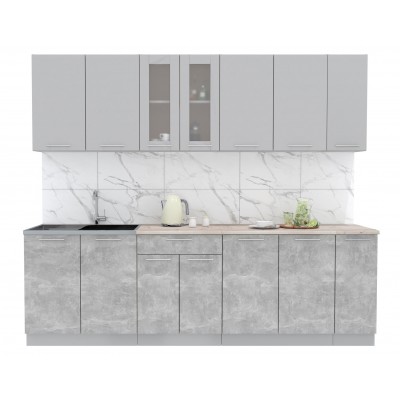 Кухонный гарнитур Мила 2,5 м (Серебро/Бетон) фабрика Интерлиния Кухонный гарнитур Мила 2,5 м (Серебро/Бетон) фабрика Интерлиния