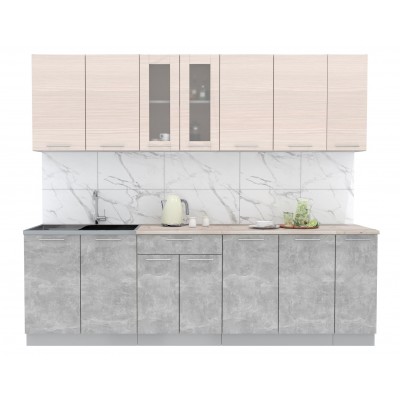 Кухонный гарнитур Мила 2,5 м (Вудлайн кремовый/Бетон) фабрика Интерлиния Кухонный гарнитур Мила 2,5 м (Вудлайн кремовый/Бетон) фабрика Интерлиния